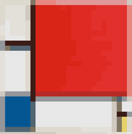 Composition with Red, Blue and Yellow Pixel